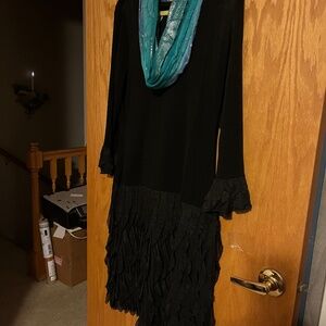 Tea-length “little black dress”